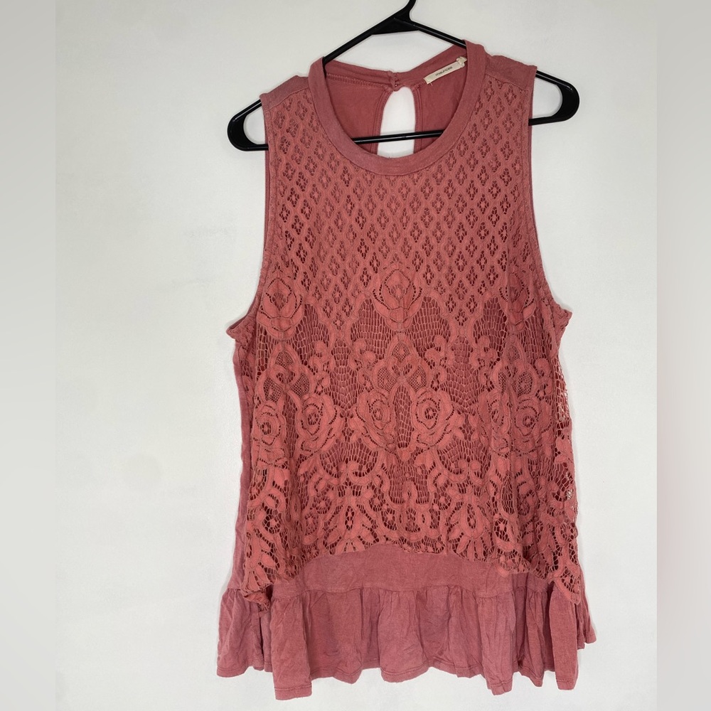 Dusty Rose Pink Lace Tank, Size XXL